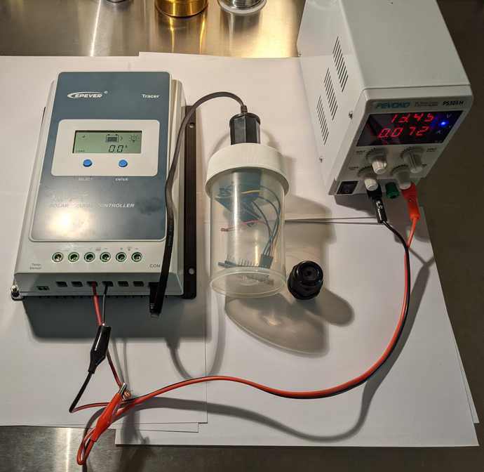 Image showing the fully assembled unit connected and powered up